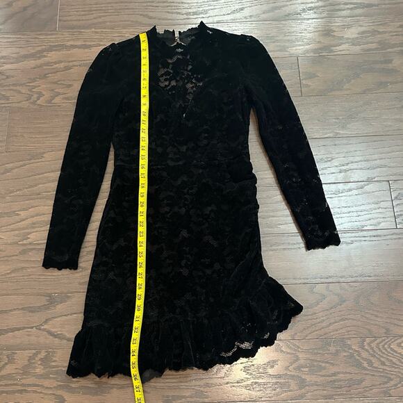 SAYLOR Kacey Black Velvet Lace Asymmetric Open Back Mini Dress Size Small - Picture 8 of 14